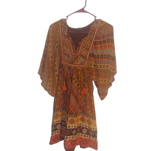 M Anthropologie Tanvi Kedia Kimono- Sleeved Dress Braid & Sequined Trim   …